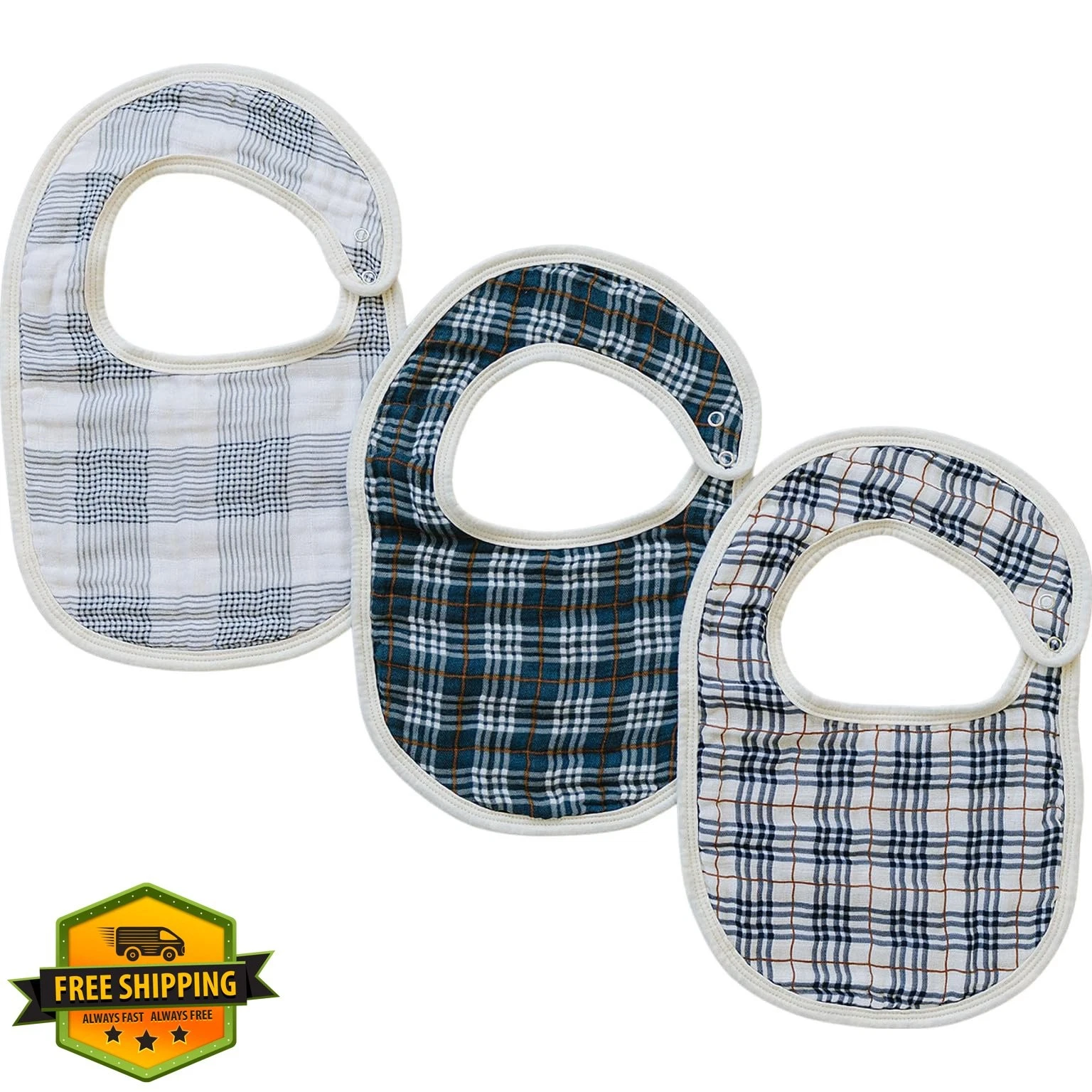 Mebie Baby Muslin Cotton Bib 3pk Bandana Drool Spit Up Boy Girl