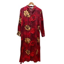 Vintage Inner Most Nightgown  Robe Red Floral Long Classic Romantic Feminine M