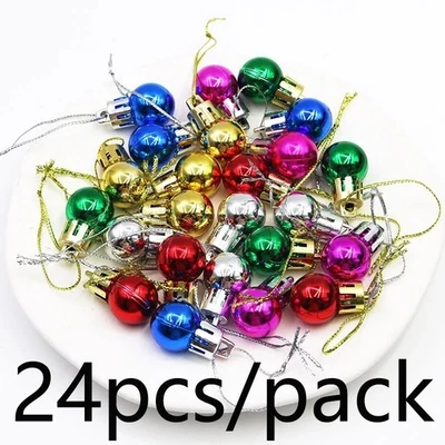 24 Pcs Mini Ball Decoration Tiny Tree Baubles Miniature Christmas Ornaments
