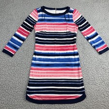 Vince Camuto Women’s Size 4 Colorful Striped Long Sleeve Sheath Dress Round Neck
