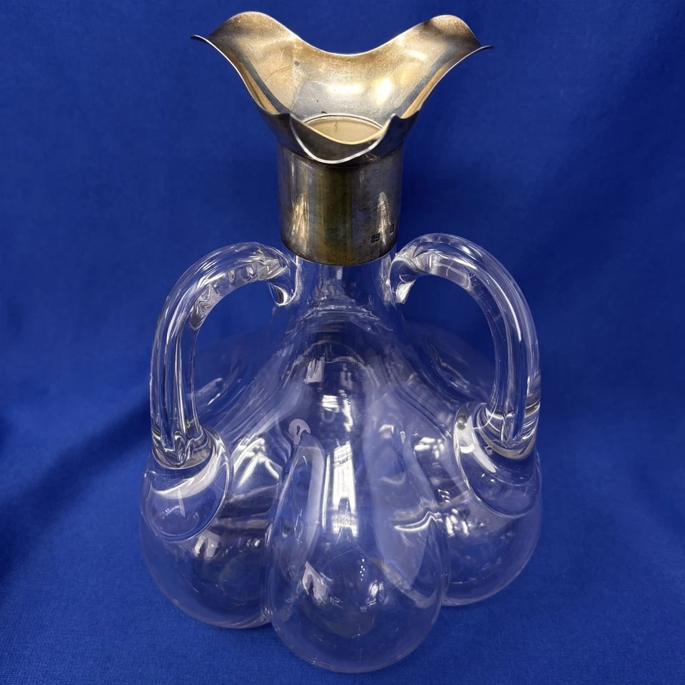 Jarra de cristal de tres asas Heath & Middleton British Silver Maker 1903 Foto 3 de 4