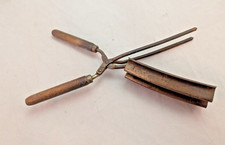Vintage Antique Hair Curler Crimper Curling Iron Wood Handle Styling Hand Tool
