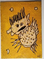 e9Art ACEO bird man outsider art brut naive