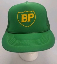 Vintage 90’s BP Oil Gas Foam Trucker SnapBack Hat Green Yellow Capital Caps