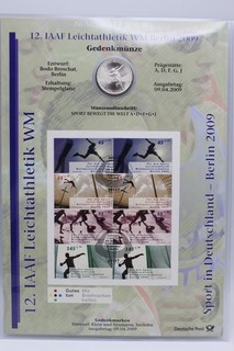 PRAGER: BRD 10 Euro 2009 IAAF Leichtathletik Numisblatt 1/09 Silber [L79]#k