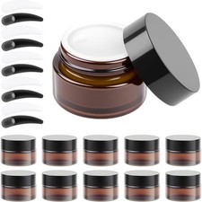 11 Pcs Amber Glass Jars 20ml, Empty Cosmetic Jars with Lids, Travel Pots Brown 