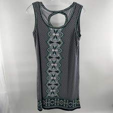 Max Studio Dress Womens S Geometric Sleeveless Keyhole Jersey Shift
