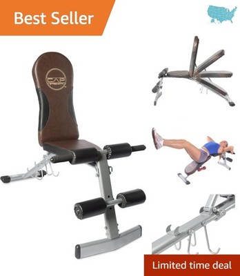 Multi-Position Adjustable Weight Bench   Comfortable Foam Grip & Dumbbell Holder
