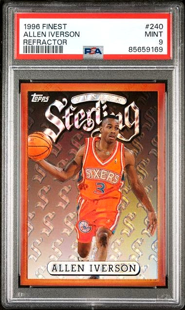 Allen Iverson 1996 Topps Finest Rookie Refractor #240 PSA 9 Mint Pop 51