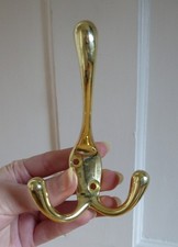 Three Prong Wall Mounted Hat & Coat Hook Polished Gold Finish 10.5cm Tall