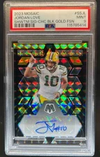 Jordan Love GOLD AUTO! 2023 Mosaic Showtime Signatures #SSJL Black Gold /8 PSA 9