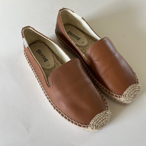 Soludos Gr. 6 Original Espadrille flach hellbraun Leder Plateau Smoking Flat - Bild 10 von 10
