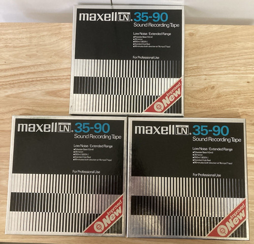 VINTAGE MAXELL LN 35-90 LOT OF 3 AUDIO REEL TO REEL TAPES