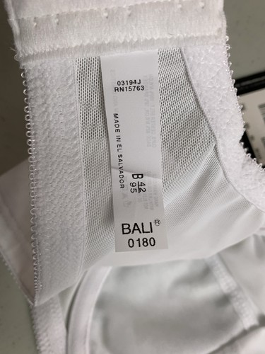 Nuevo con etiquetas Sujetador con aros soporte cobertura completa Bali Flower DF0180 talla 42B blanco - Imagen 15 de 16