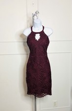 Guess Lace Sheath Dress In Maroon Size 4 NWT $158 Feminine Cocktail Party Dress