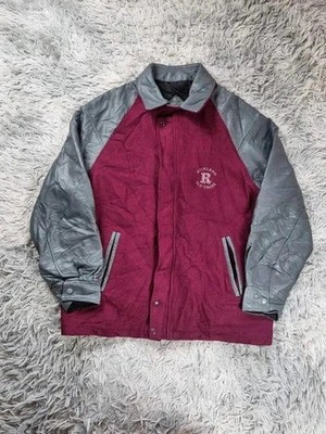 Vintage Jacke Canada Sportswear Rockland Old Timers Wolle & Leder Bordeaux Grau 