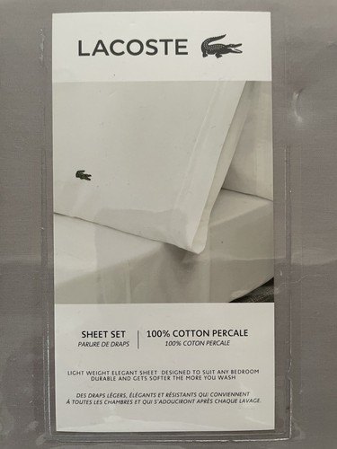 Lacoste 100% Cotton Percale Queen Sheet Set - Picture 2 of 8