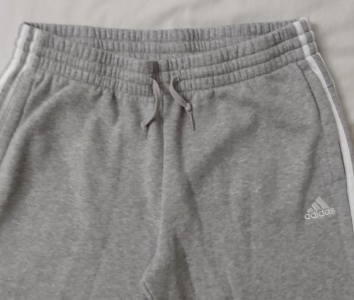 ADIDAS JOGGERS GREY WHITE FLEECE SWEATPANTS SIZE LARGE meas. 33 X 30 No Size Tag - Foto 5 di 7