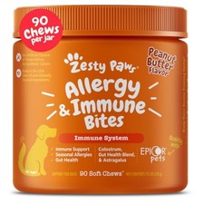 Zesty Paws Dog Allergy Relief Chews, Probiotics for Itchy Skin  Ears, 90ct