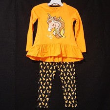 Spooky Night 3 Piece Set Halloween Sequin Unicorn and Candy Corn Girl  s XS 4 
