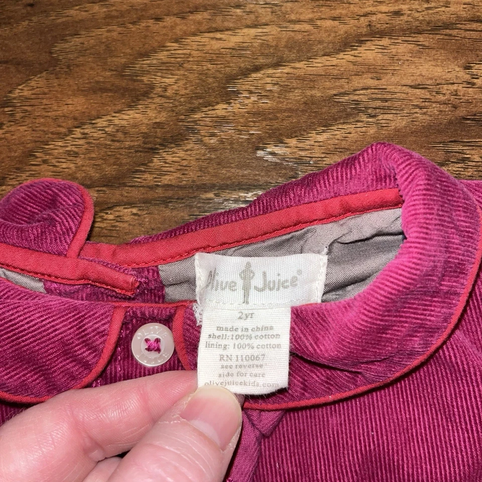 Vestido de pana con botones en la espalda 2T con jugo de oliva para niñas  Foto 4 de 4