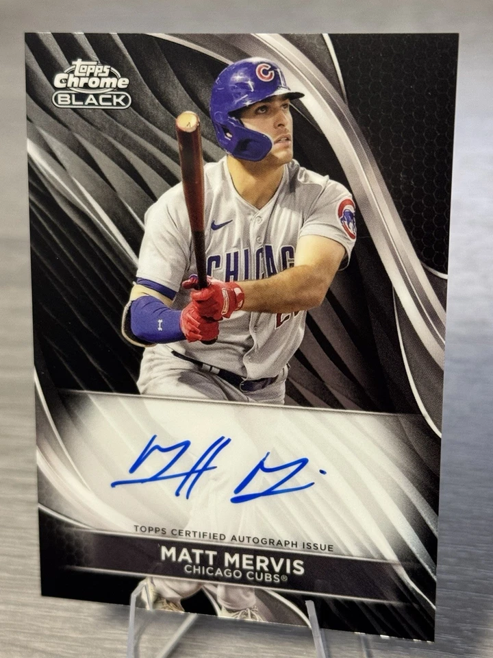🔥⚾️MATT MERVIS 2024 Topps Chrome Black Chrome Refractor Auto #CUBS/MARLINS!⚾️🔥 - Image 3 of 4