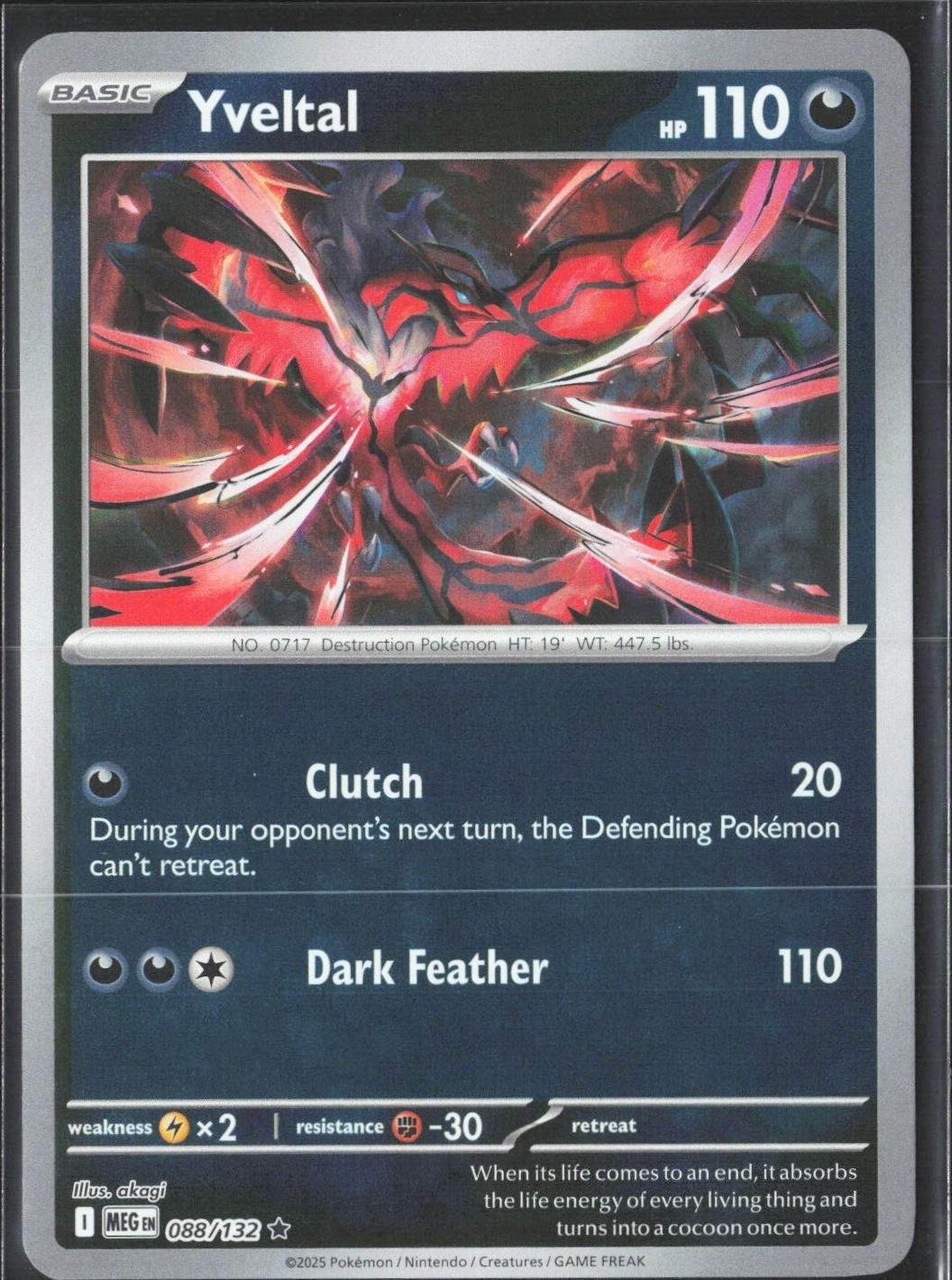 Yveltal 088/132 Me01: Mega Evolution Reverse Holo Rare