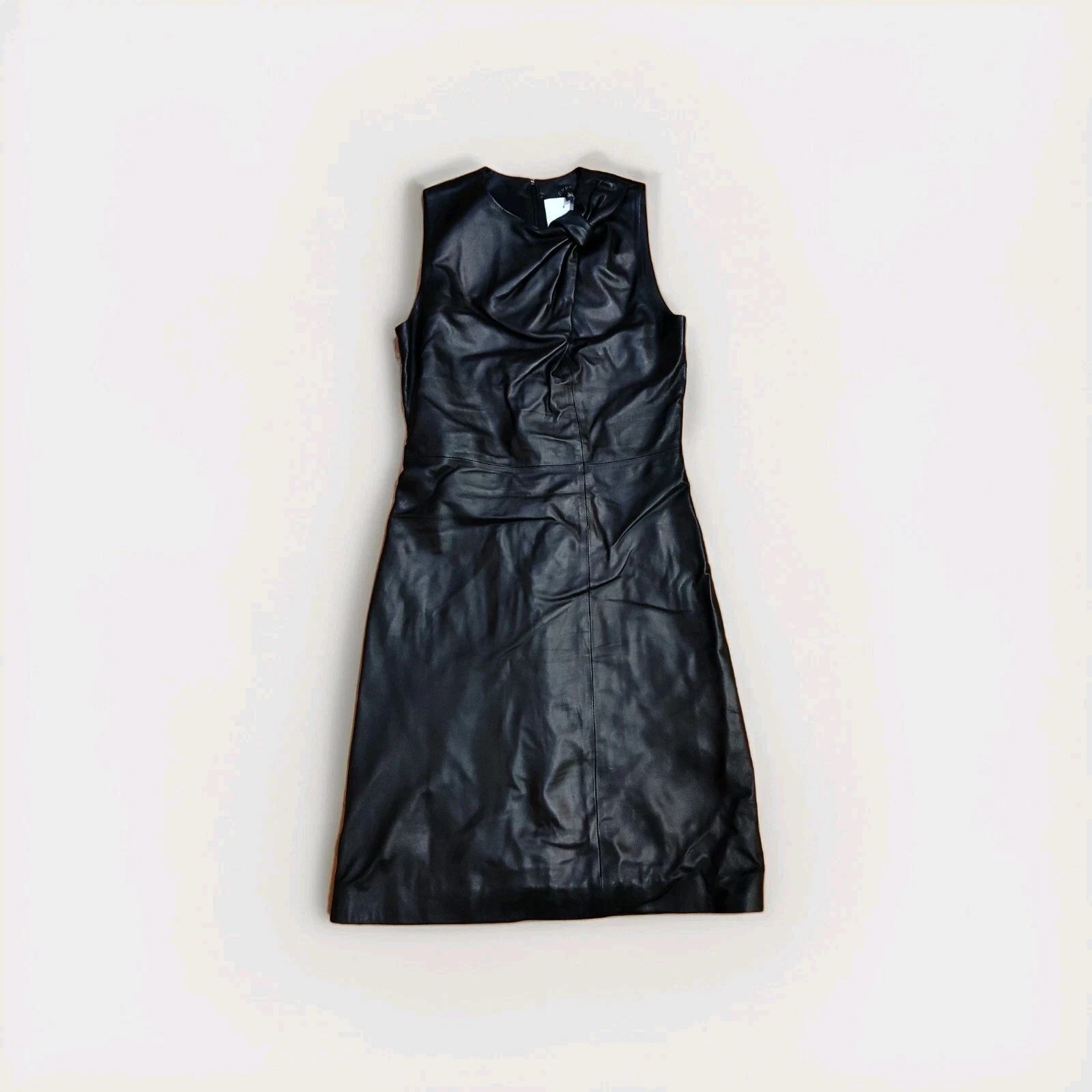Abito Gucci nero foderato in seta senza maniche vera pelle di agnello tg 0 it 36