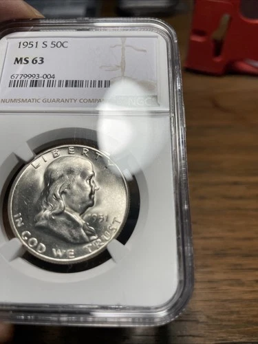 1951-S Franklin Half Dollar NGC MS 63 Pure White Flashy PQ++