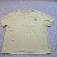Wrangler Shirt Mens 2XL Green Henley Short Sleeve Workwear Pocket Tee Casual
