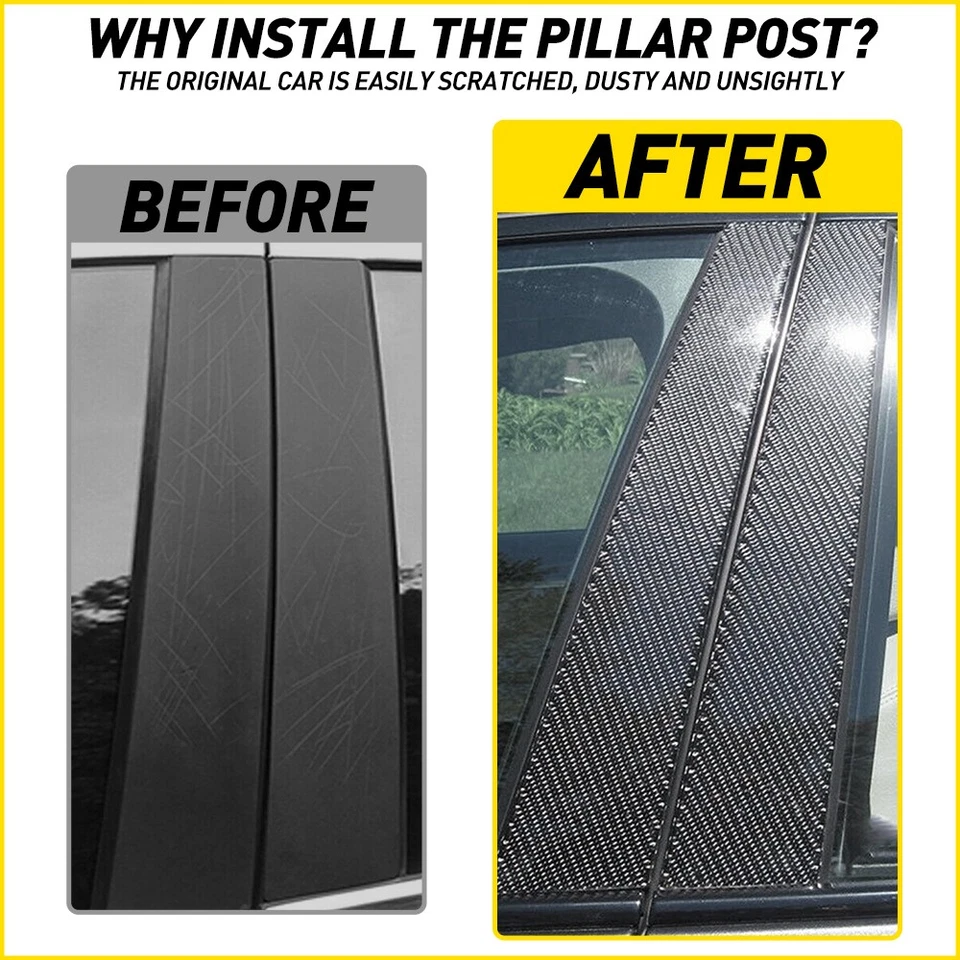 For Infiniti G37 2002-2013 G35 6Pcs Window Carbon Fiber Pillar Posts Door Trim - Imagem 3 de 4