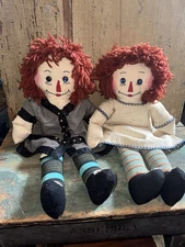 Old Homemade Folk Art Cloth Raggedy’s