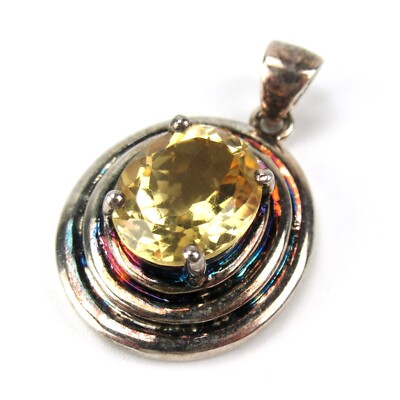 Schöner Anhänger aus 925 Sterling Silber Citrin geschliffen China Silver Pendant