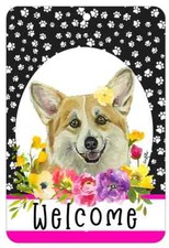 Corgi Aluminum Indoor/Outdoor Paw Prints Welcome Sign