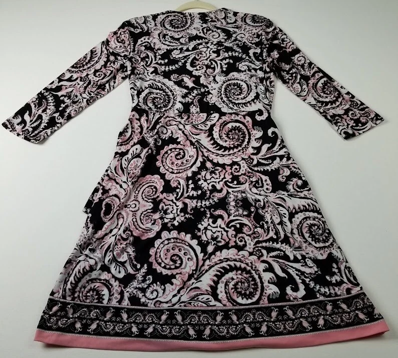 Vestido envolvente ECI beige para mujer 8 pergaminos de cachemira mangas 3/4 cuello en V elástico primavera Foto 3 de 4