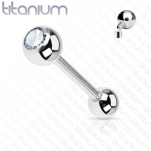 Implant Grade Titanium Internally Threaded Barbell Tongue, Tragus, Nipple Ring - Picture 1 of 1