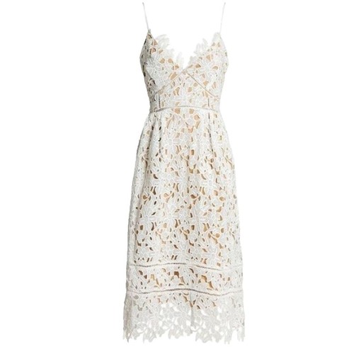 knee length dresses for ladies White Lace A-Line Maxi Skye Dress – SABO