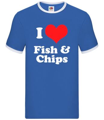 I Love Fish & Chips - Herren Ringer - Essen zum Mitnehmen Chip und Kabeljau lustig
