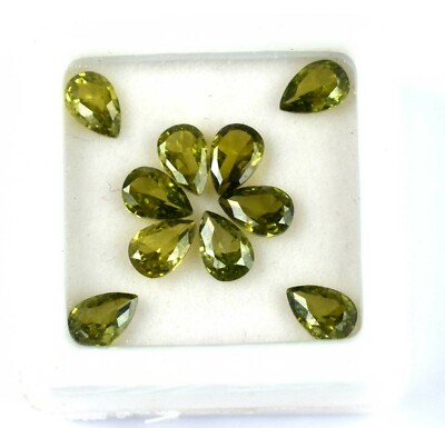 10 Pcs Green Tourmaline 5 Ct/6 mm Gemstone Lot Pear 100% Natural Certified BB05