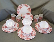 20-Piece Corelle RED PAISLEY Four 5-Piece Place Setting