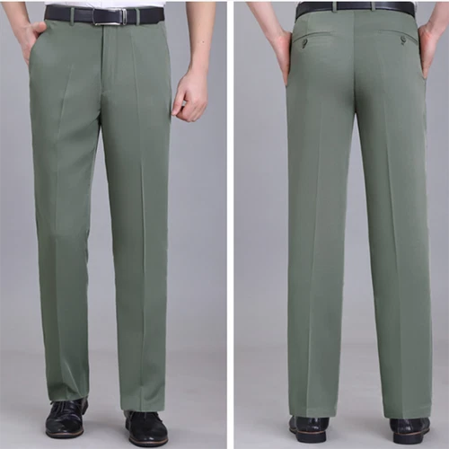 Mens Dress Pants Straight Formal Trousers Slim Casual Office Wedding Business - Picture 3 of 26