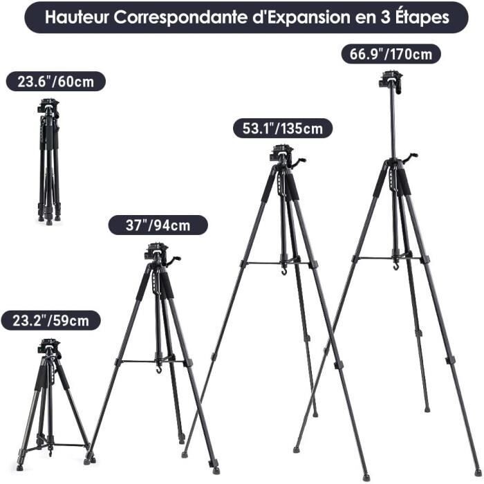 Trépied Photo Universel En Aluminium – Extensible – Avec Sac De Transport – Neuf