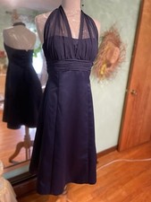 David’s Bridal Navy Cocktail Evening Special Occasion Bridesmaid Dress 10 Halter