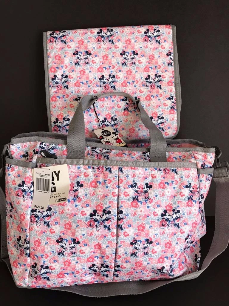 Disney LeSportsac Spring Fling Mickey Minnie Ryan Baby Diaper Bag Changing Pad