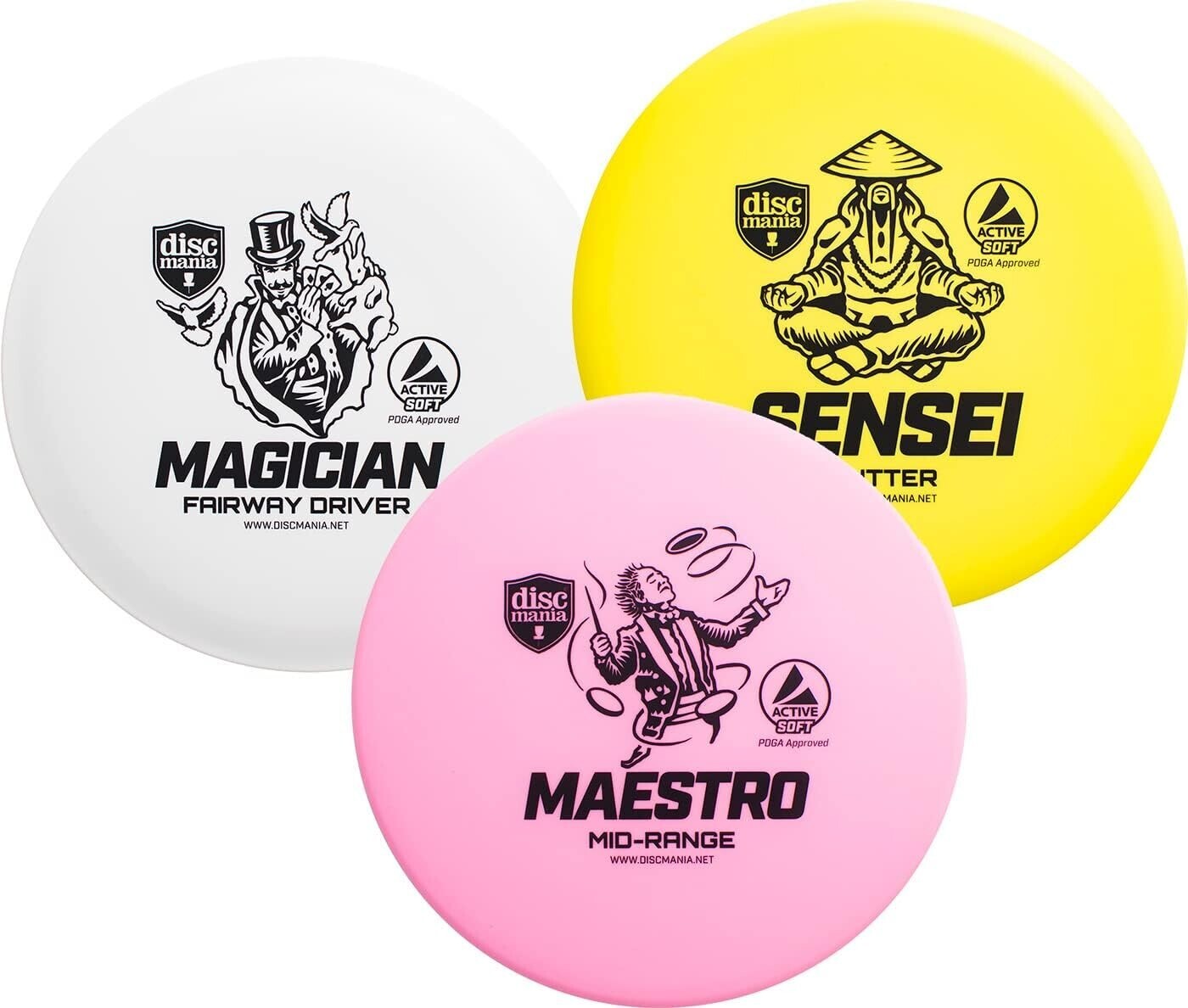 Бокс-сет Discmania Frisbee Active Soft на 3 диска Discgolf среднего класса и Driver 3er