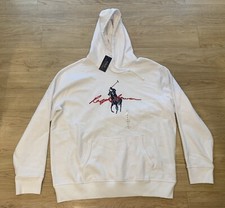 Polo Ralph Lauren Men  s Big Pony Graphic Logo Fleece Hoodie White NWT XL