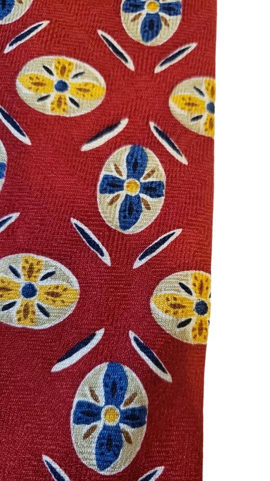 Corbata Woodward Vintage Seda Cuello Roja Floral Negocios Informal Preppy Papá Formal Foto 3 de 4