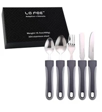 La Fee Adaptive Utensils for Hand Tremors Elderly Weak Hand Grip & Handicapped