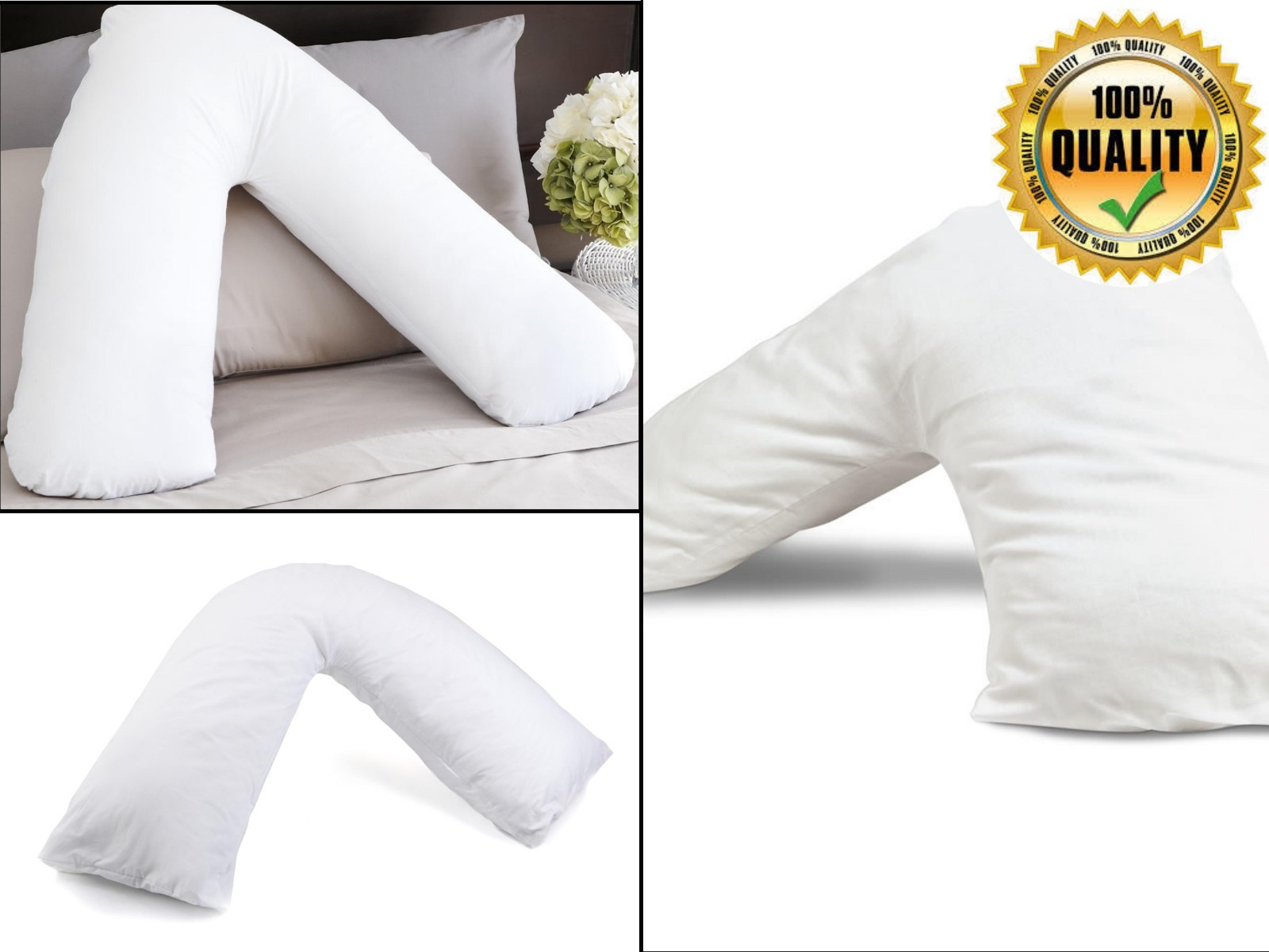 V Shaped Pillow Nursing Maternity Pregnancy Neck & Back Support Duck