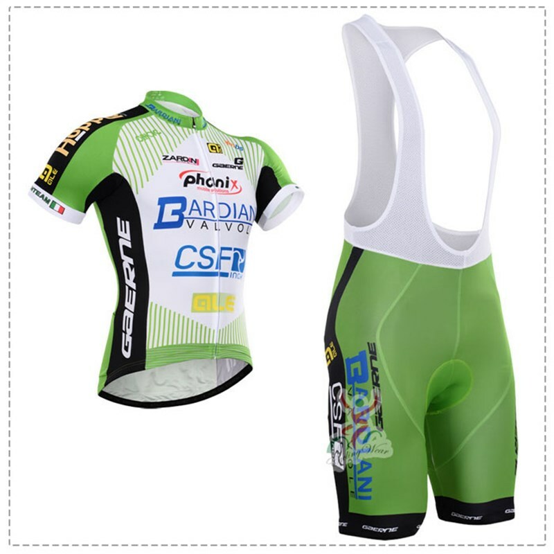 Juego de pantalones cortos verdes de ciclismo y babero camisa de ciclismo kits